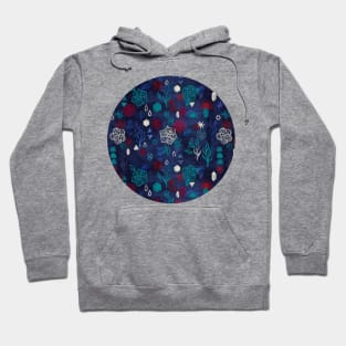 Elements - a watercolor pattern in red, cream & navy blue Hoodie